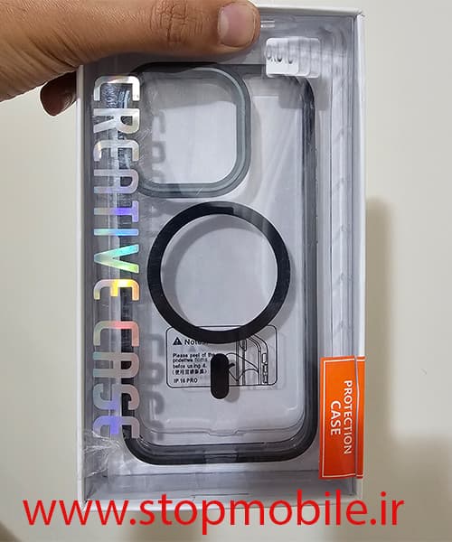 قاب آیفون 16 – IPHONE 16 مدل مگ سیف دار شفاف دور رنگی creative case — تصویر ۳