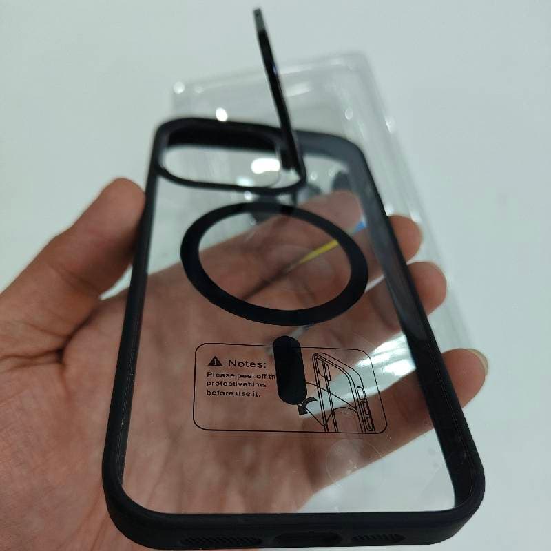 قاب آیفون 15 پرو مکس – IPHONE 15 PRO MAX مدل مگ سیف دار شفاف دور رنگی با گلس لنز برند JOYPRODO A SERIES — تصویر ۵