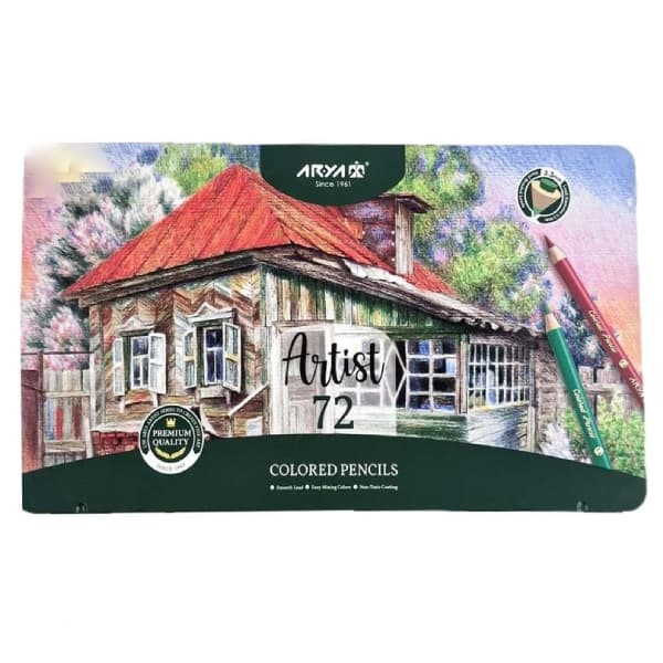 مداد رنگی 72 رنگ جعبه فلزی حرفه ای آریا مدل Artist کد 3905-3934