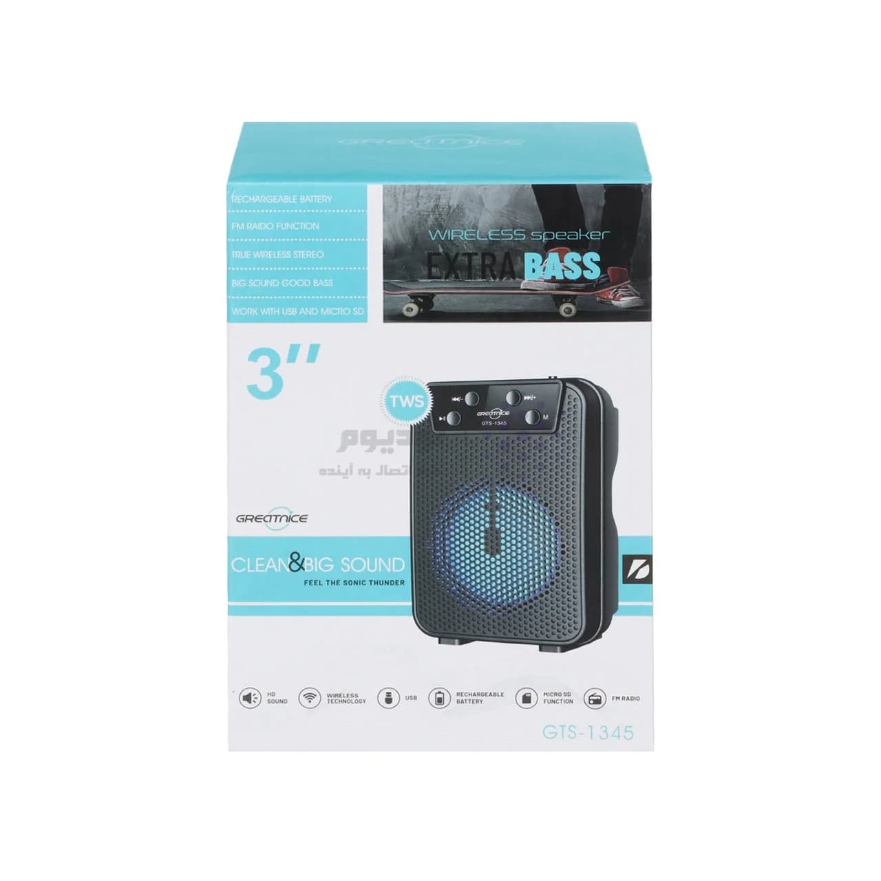 اسپیکر 5W بی سیم EXTRA BASS مدل GTS-1345 – مشکی — تصویر ۷