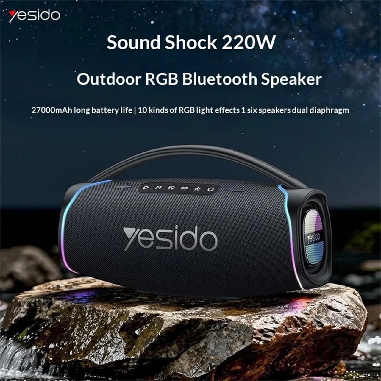 اسپیکر بی سیم Yesido ضد آب مدل مدل YSW46 220W – مشکی (گارانتی 18 ماهه تعویض نیکان همراه) — تصویر ۲