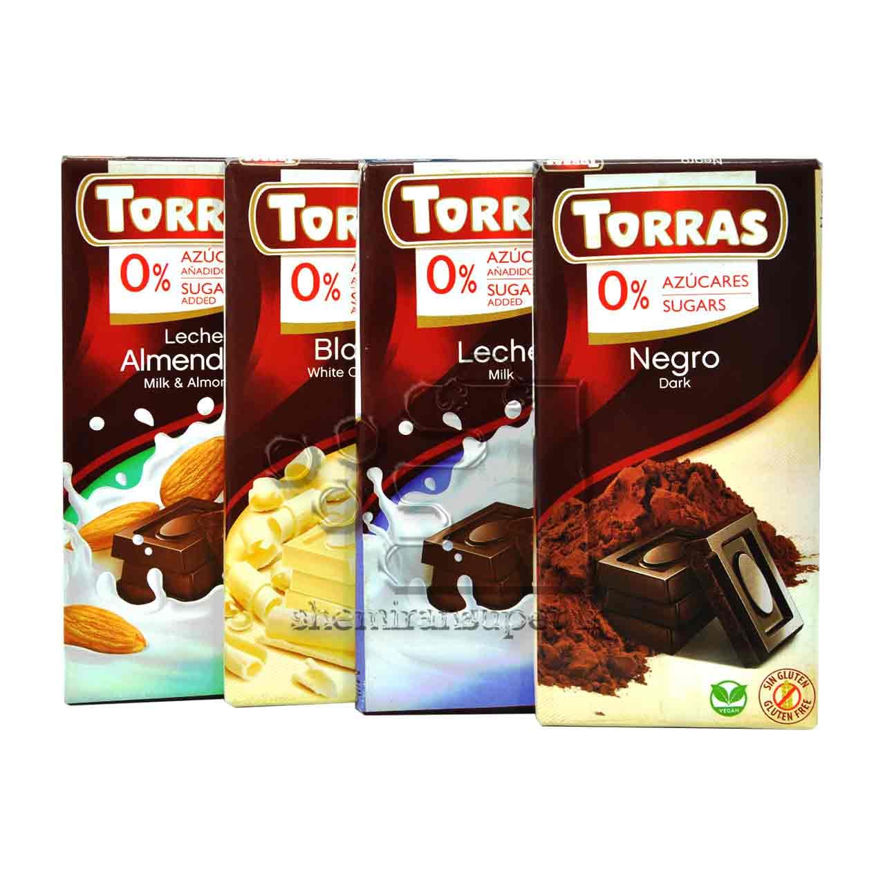 شکلات تلخ ( بدون گلوتن / بدون شکر / وگان ) ۷۵ گرم توراس – torras — تصویر ۳