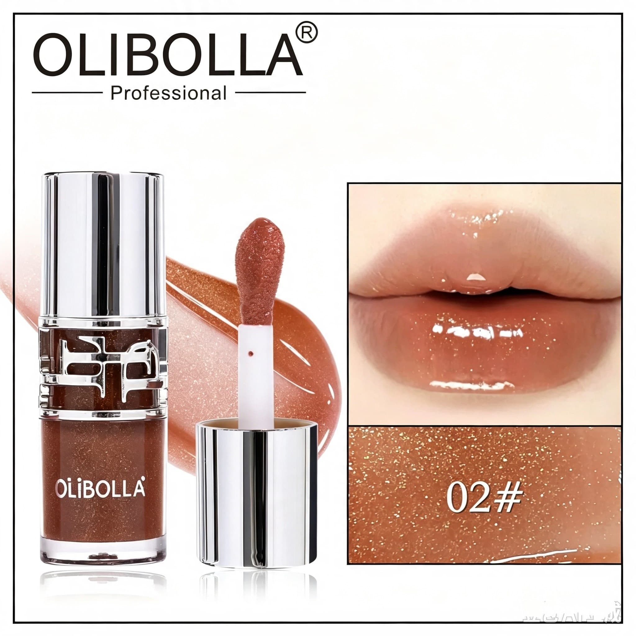 گلاس لب شاین اولیبولا Olibolla | برق لب براق در ۶ رنگ جذاب با الهام از سبک YSL — تصویر ۵