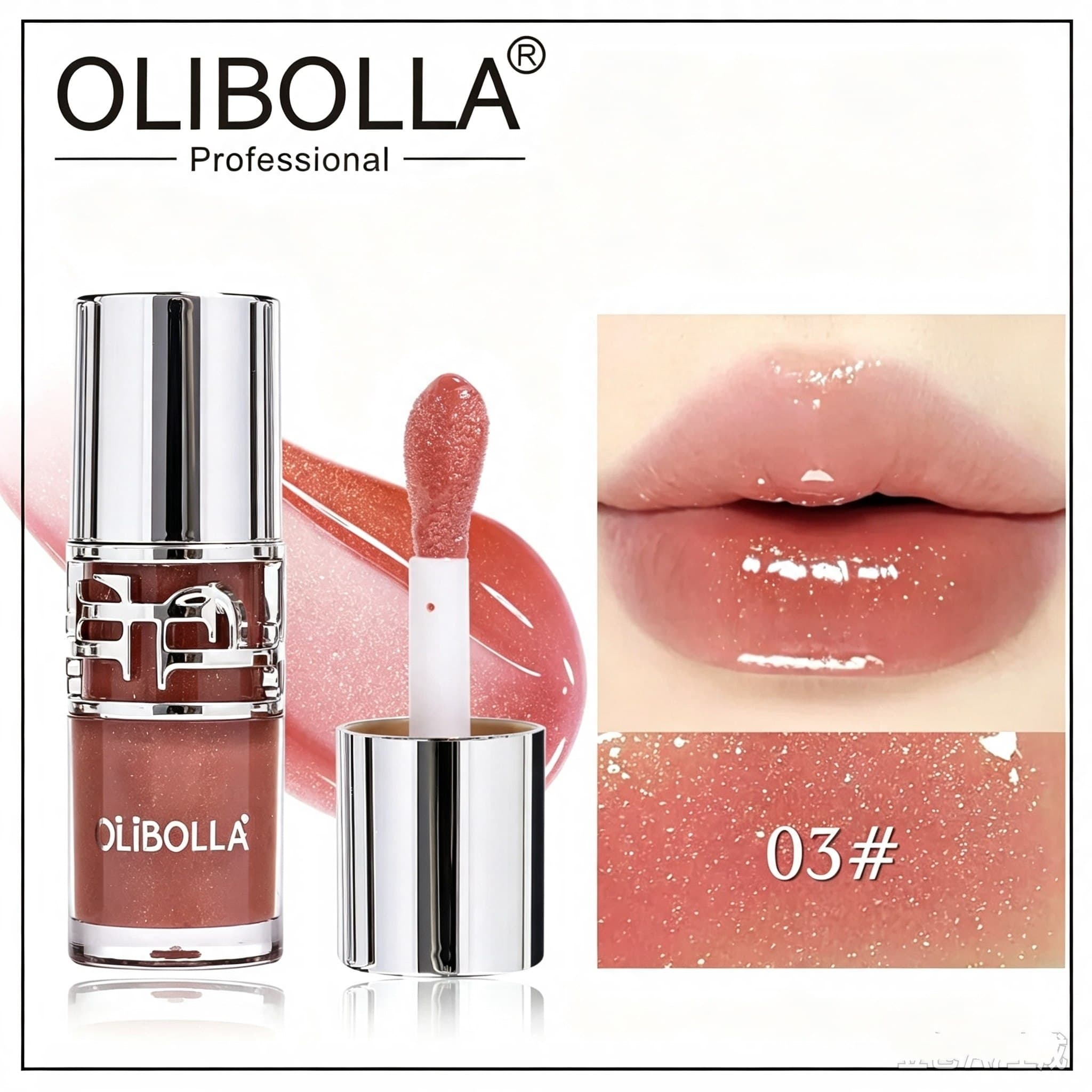گلاس لب شاین اولیبولا Olibolla | برق لب براق در ۶ رنگ جذاب با الهام از سبک YSL — تصویر ۶