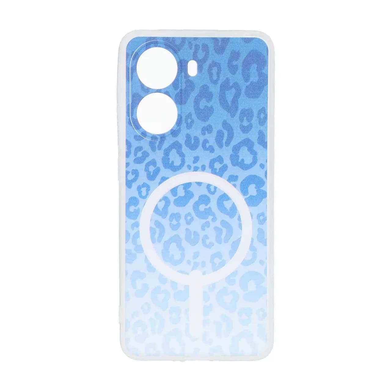 قاب ژله ای پلنگی طرح مگ سیف دور مات محافظ لنزدار Xiaomi Poco X7 Pro – آبی کاربنی
