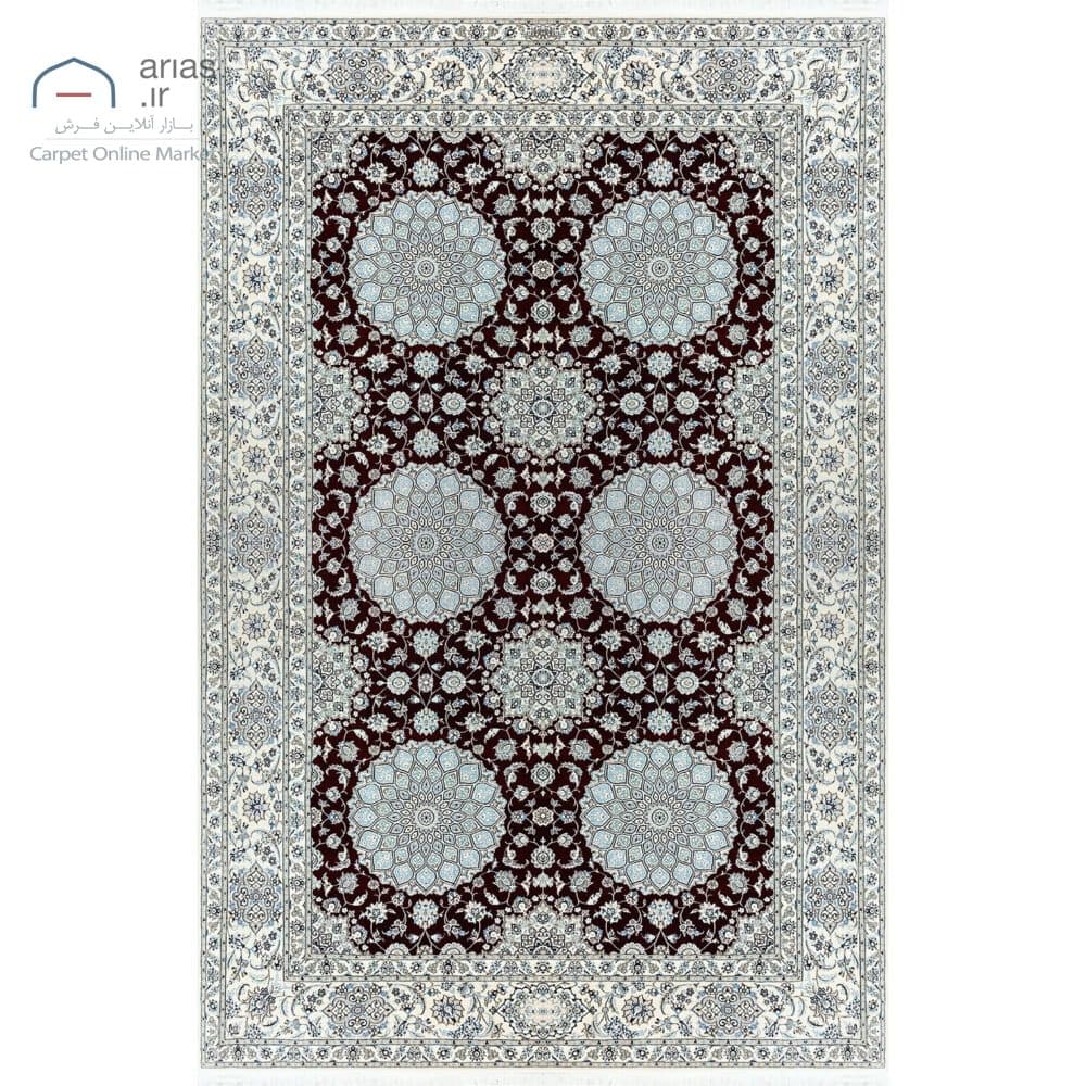 فرش دستباف نایین لاکی نقشه حبیبیان شش ترنج ۶لا ۶ متری کد D28220
