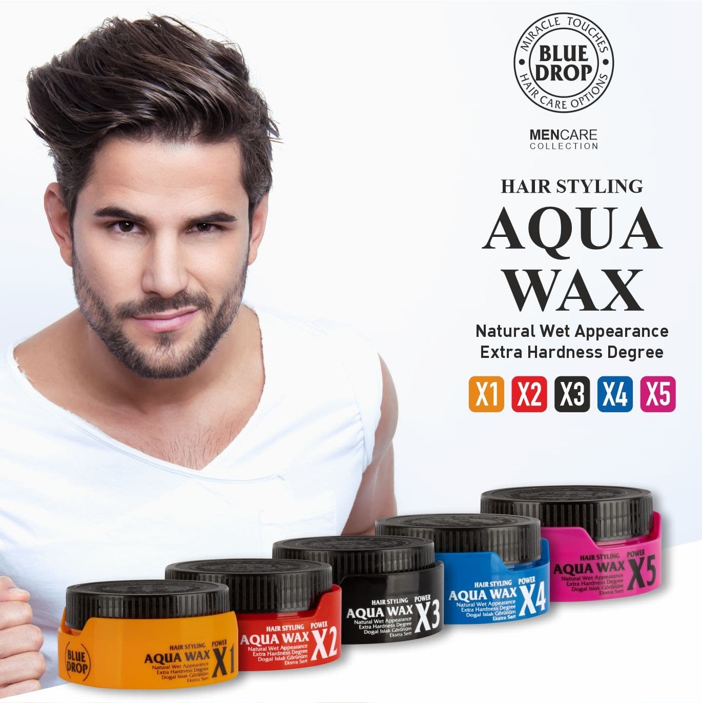 واکس حالت دهنده مو BLUE DROP مدل AQUA WAX قدرت X5 حجم 150 میل — تصویر ۲