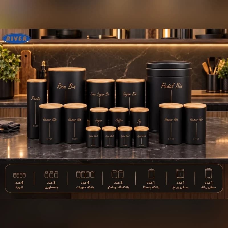 سرویس 16 پارچه درب چوبی ریور — تصویر ۲