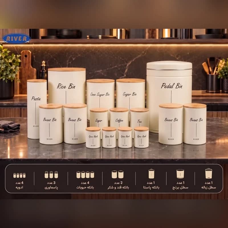 سرویس 16 پارچه درب چوبی ریور — تصویر ۳