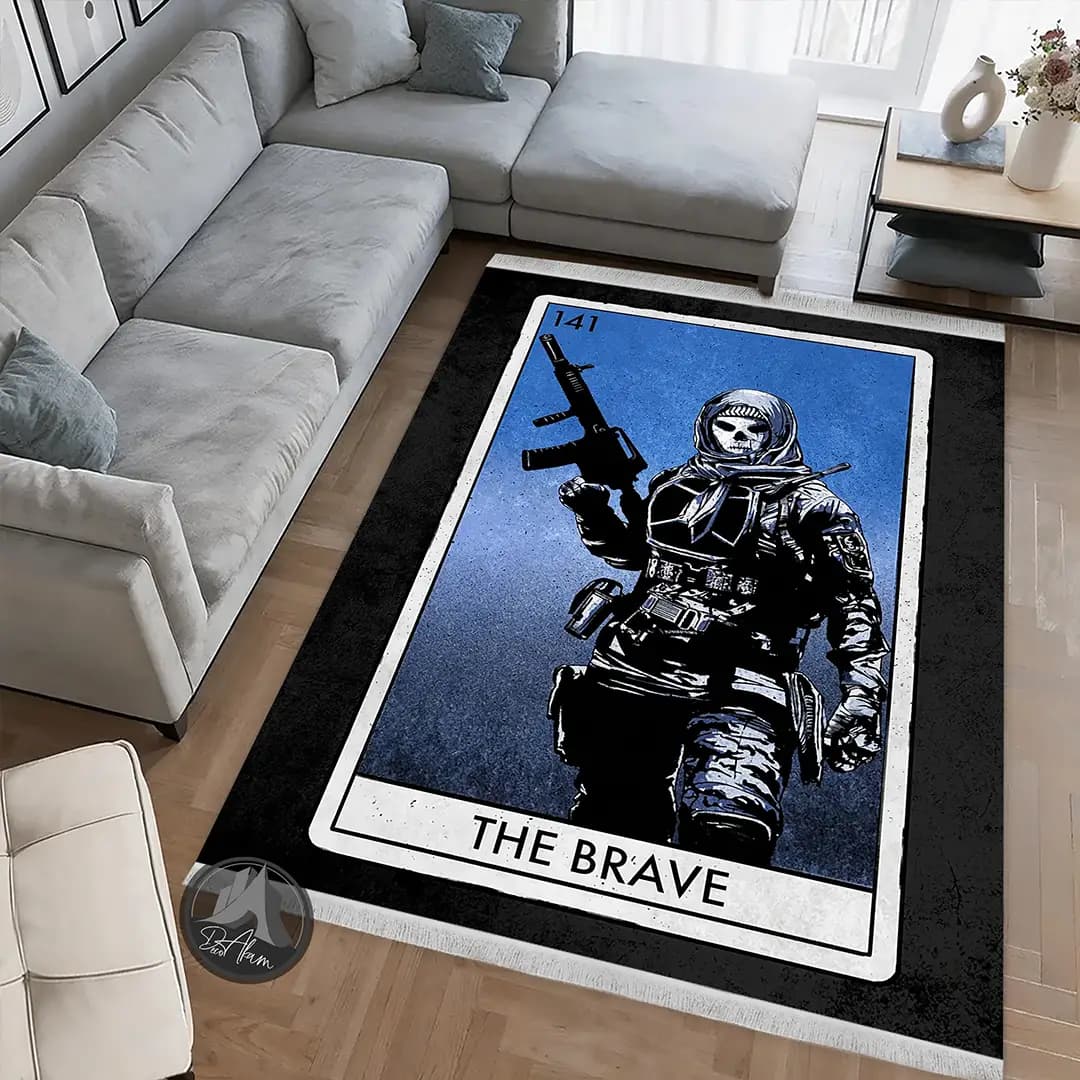فرشینه کالاف دیوتی طرح سرباز The Brave آبی کد DA-(7083) | فرش اتاق گیمینگ