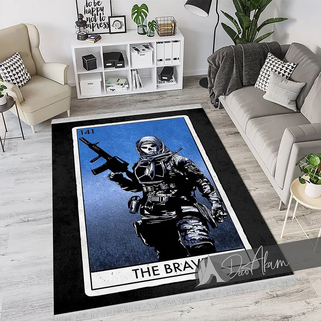 فرشینه کالاف دیوتی طرح سرباز The Brave آبی کد DA-(7083) | فرش اتاق گیمینگ — تصویر ۳