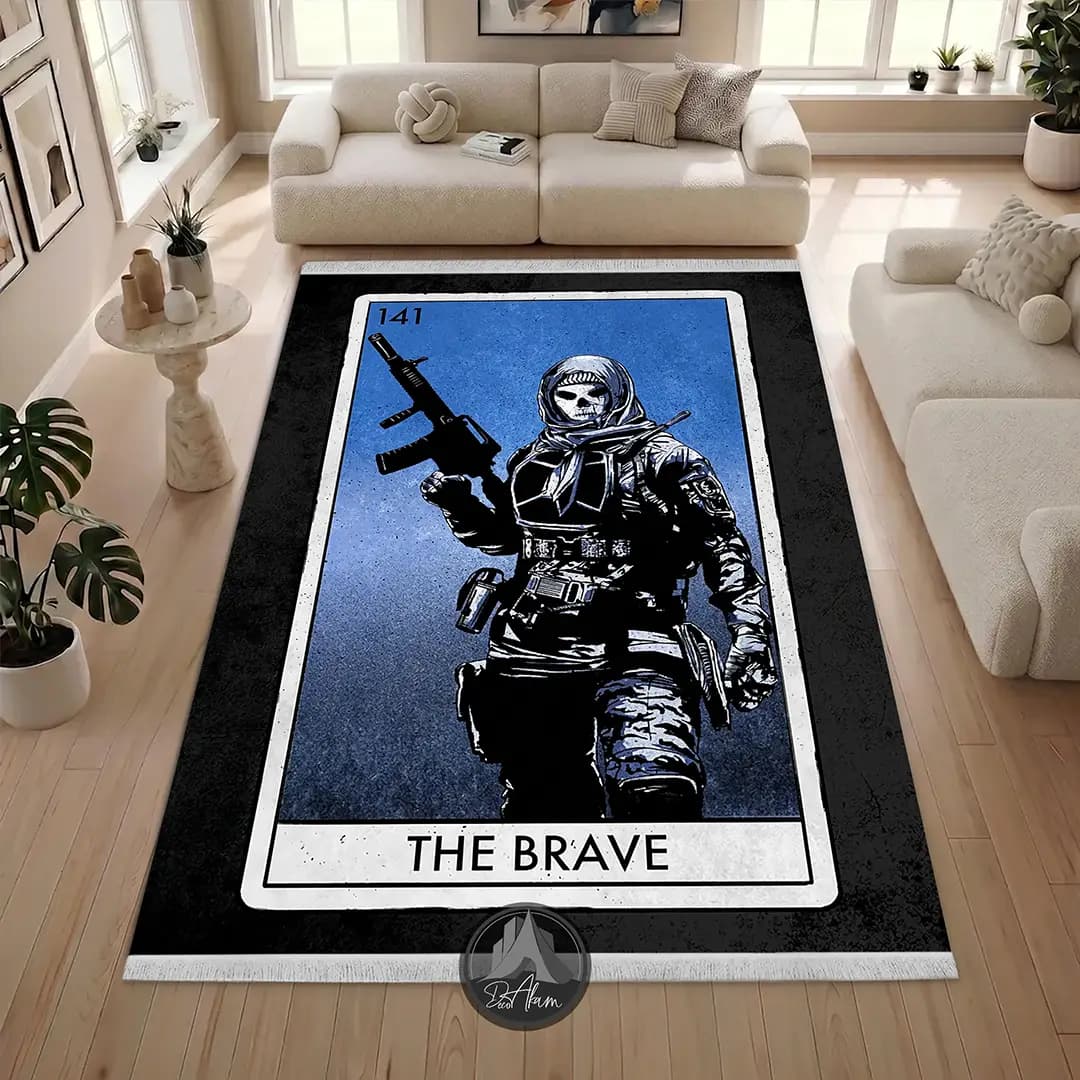فرشینه کالاف دیوتی طرح سرباز The Brave آبی کد DA-(7083) | فرش اتاق گیمینگ — تصویر ۲