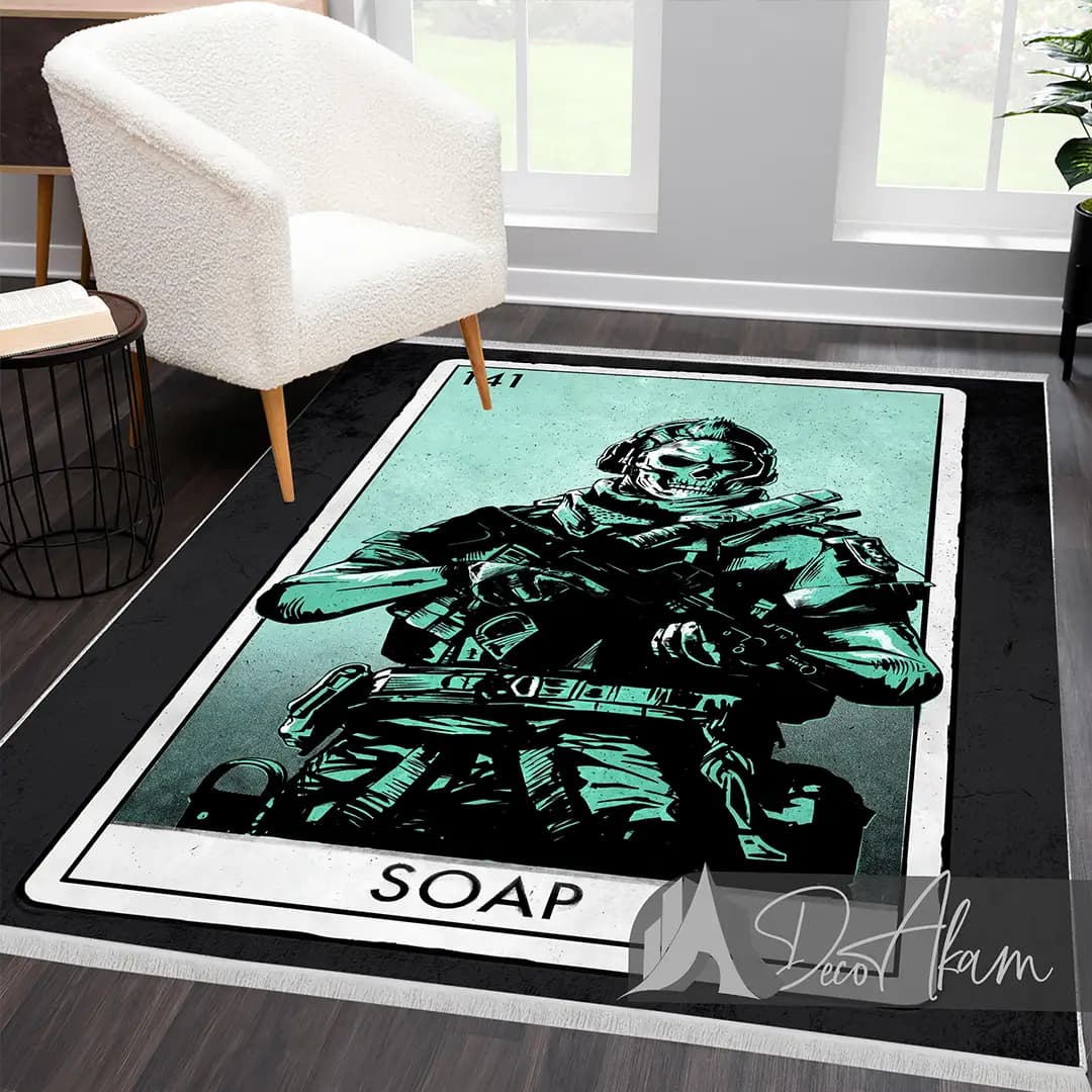 فرشینه کالاف دیوتی طرح سوپ Soap فیروزهای کد DA-(7080) | فرش طرح کالاف — تصویر ۶