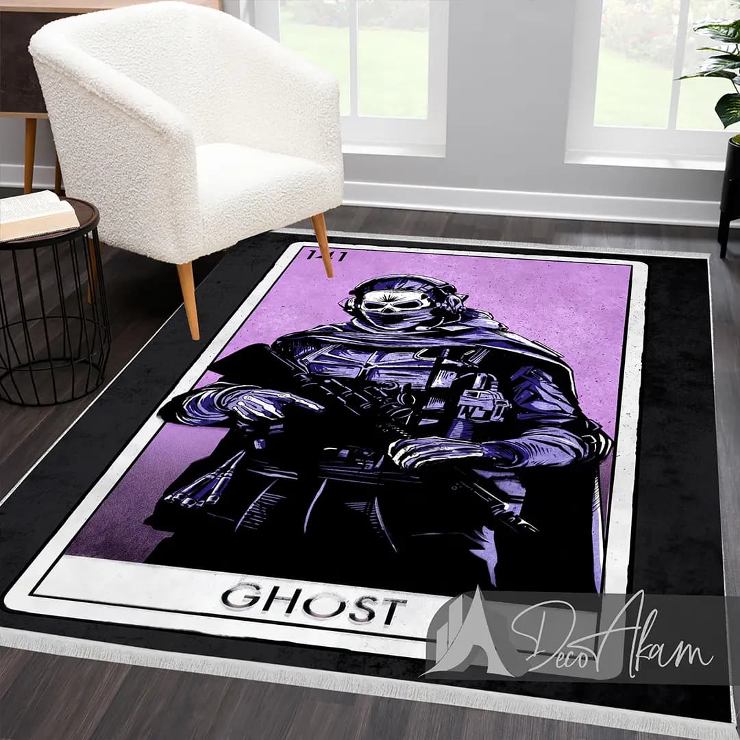 فرشینه کالاف دیوتی طرح گوست Ghost بنفش کد DA-(7079) | فرش اتاق گیمینگ — تصویر ۷