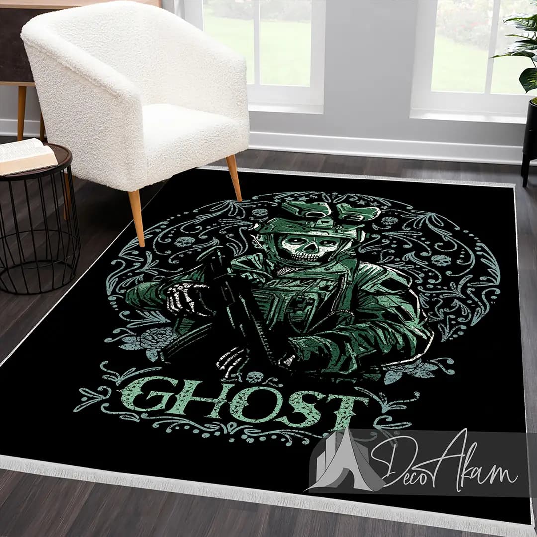فرشینه کالاف دیوتی طرح گوست Ghost با نشان دایره‌ای کد DA-(7074) | فرش گیمینگ کالاف — تصویر ۷