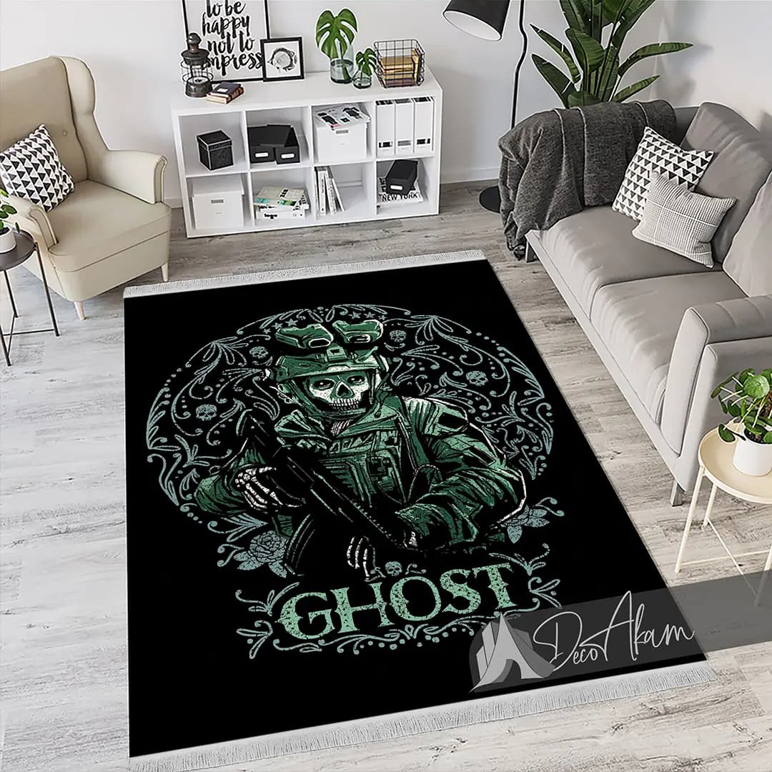 فرشینه کالاف دیوتی طرح گوست Ghost با نشان دایره‌ای کد DA-(7074) | فرش گیمینگ کالاف — تصویر ۴