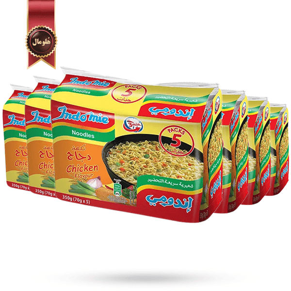 6 بسته نودل اندومی indomie مدل مرغ chicken وزن 70 گرم پک 5 تایی (اورجینال)