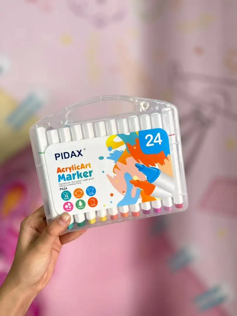 ماژیک اکرولیک 12 و 24 رنگ تک سر برند Pidax
