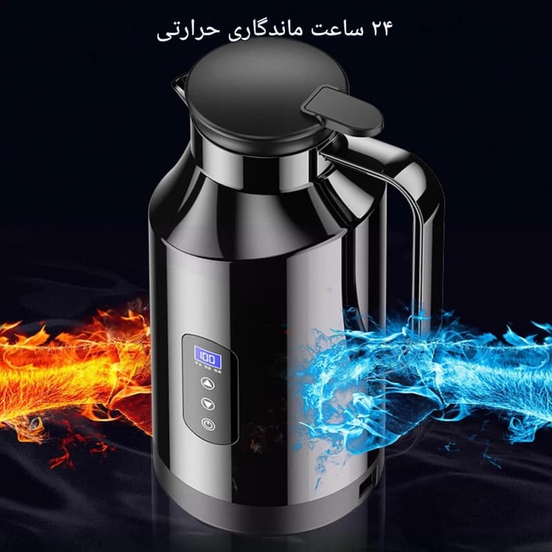 کتری برقی فندکی خودرو ۱.۲ لیتری مدل 12V/24V با نمایشگر دیجیتال — تصویر ۸