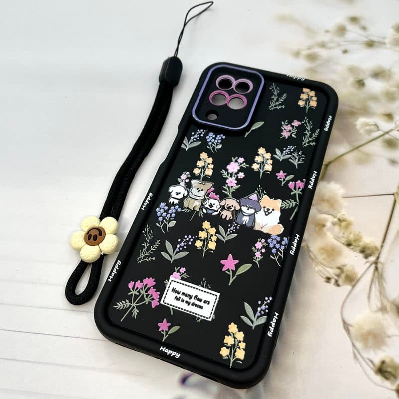 قاب گوشی Galaxy A12 / Galaxy M12 سامسونگ Strap Case سیلیکونی سولید ضد ضربه همراه بند مچی محافظ لنز دار طرح حیوانات کد 457871 — تصویر ۲