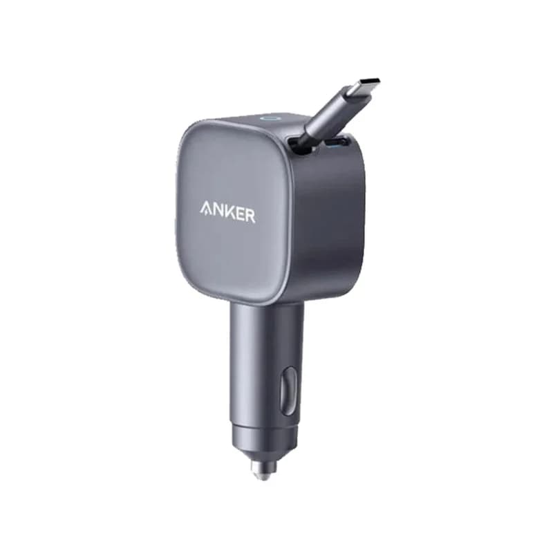 شارژر فندکی فست دو پورت Anker مدل A2738PA2 75W به همراه کابل متصل Type-C – خاکستری — تصویر ۲