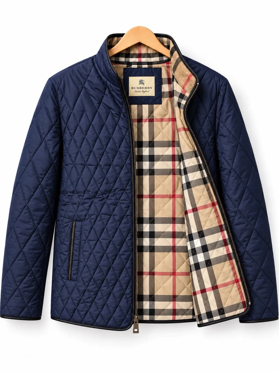 کاپشن مردانه سرمه ای طرح burberry — تصویر ۳