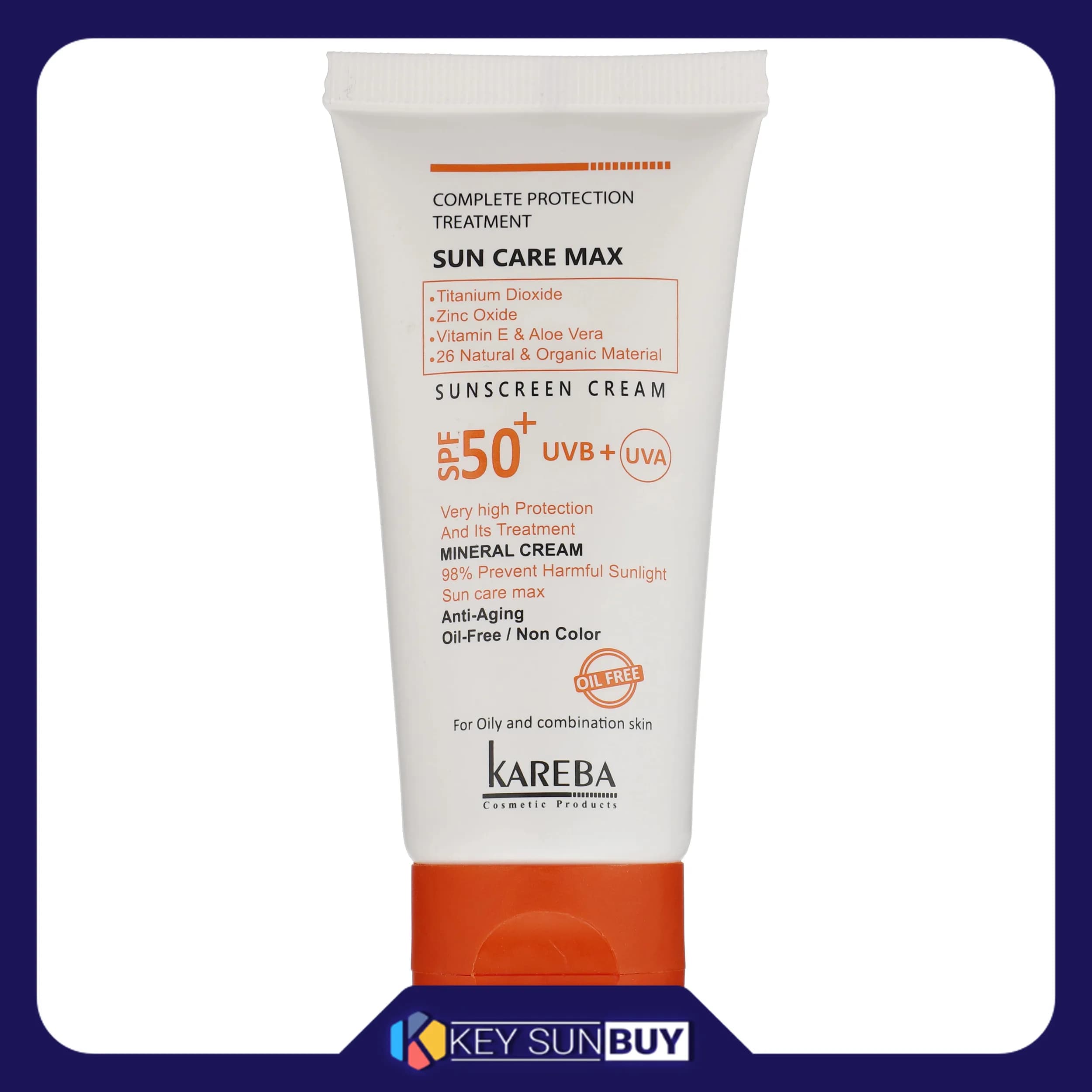 مراقبت پوست کرم ضد آفتاب بدون رنگ کاربا SPF50 مدل مینرال ‌مناسب پوست‌های چرب حجم 50 میلی‌لیتر