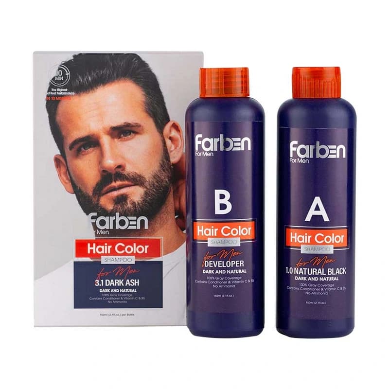 شامپو رنگ فاربن آقایان خاکستری تیره Farben 3.1