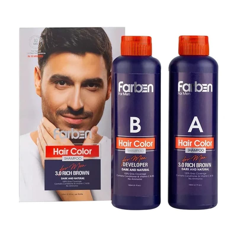 شامپو رنگ فاربن آقایان قهوه ای تیره Farben 3.0