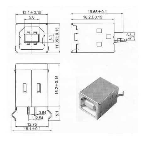 کانکتور USB-B مادگی ایستاده — تصویر ۳