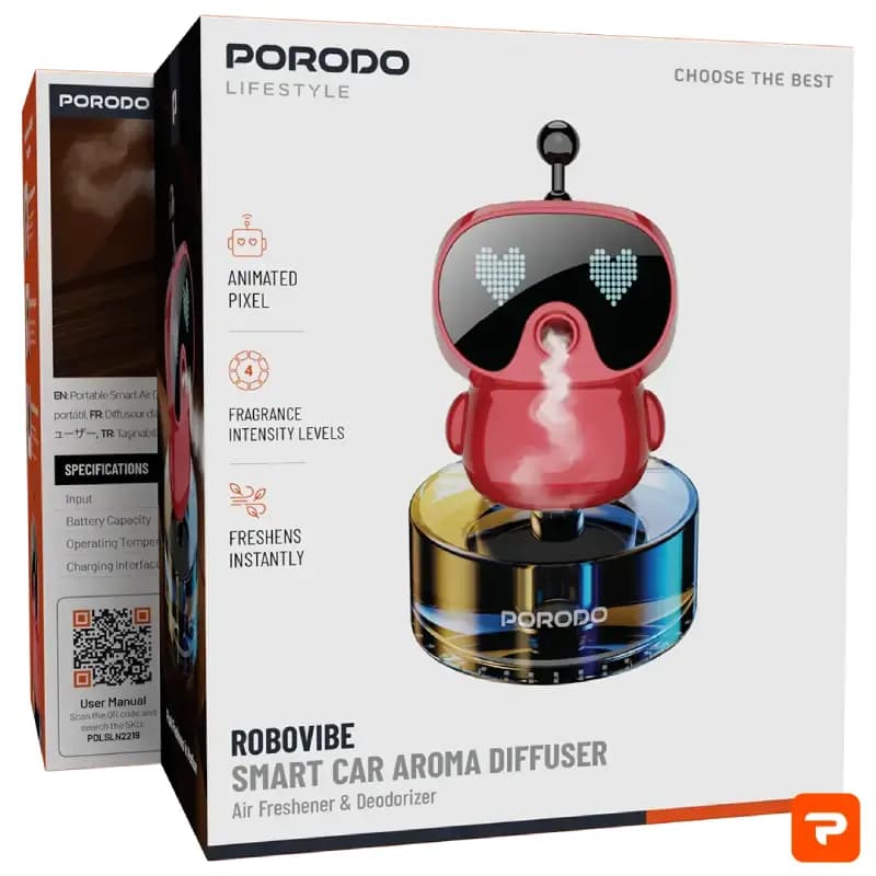 خوشبوکننده هوشمند خودرو Porodo Lifestyle مدل Robovibe Smart Car Aroma Diffuser — تصویر ۲