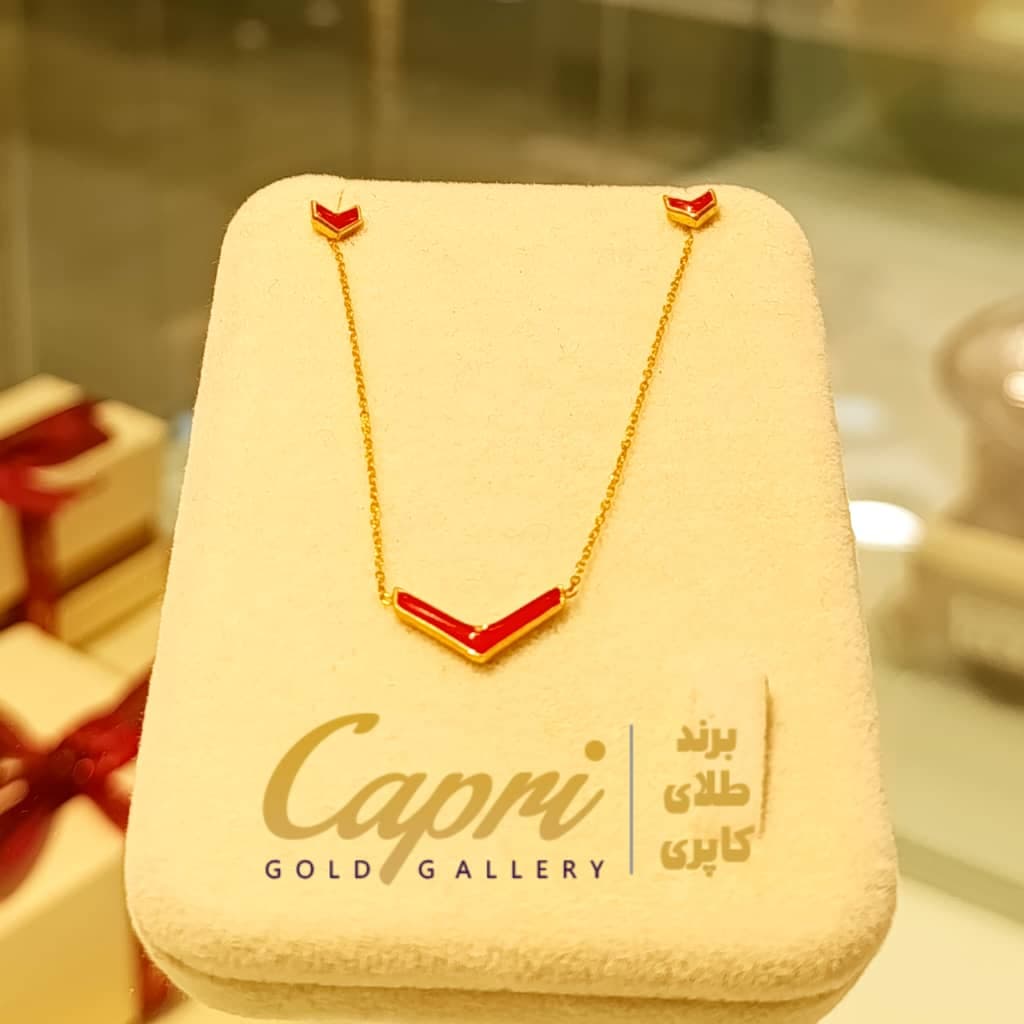 گردنبند طلا قلب سرخ مینیمال کد 10049 — تصویر ۲