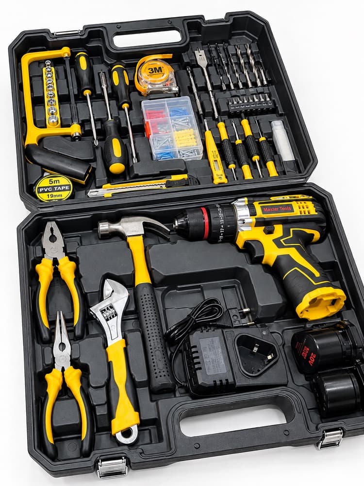 ست دريل شارژی چکشی 12ولت با 50 پارچه ابزار MASTER TOOLS — تصویر ۲