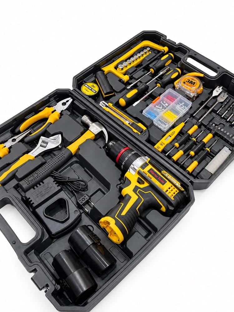 ست دريل شارژی چکشی 12ولت با 50 پارچه ابزار MASTER TOOLS