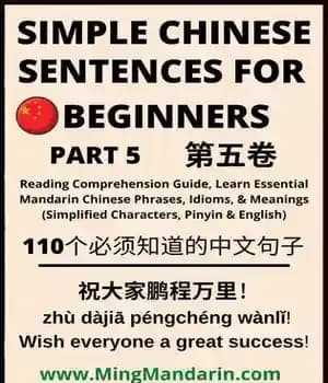 دانلود کتاب Simple Chinese Sentences for Beginners (Part 5): Reading Comprehension Guide, Learn Essential Mandarin Chinese Phrases, Idioms, and Meanings…