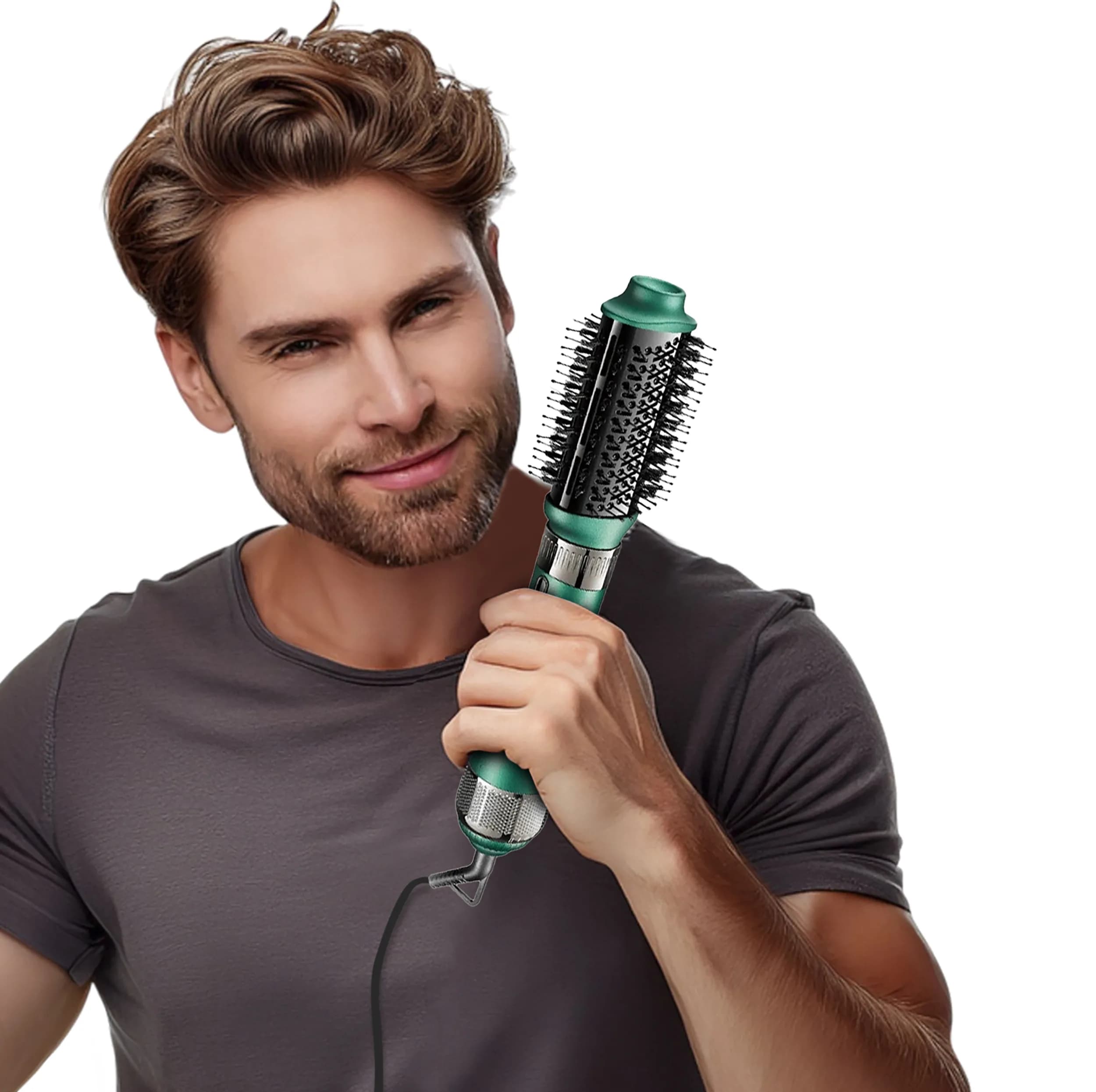 سشوار برس‌دار حالت‌دهنده 1000 وات وی جی ار مدل V-493، موتور DC، وزن 300 گرم، المنت سرامیک، دارای سری متمرکز‌کننده باریک، متمرکز‌کننده پهن، سری برس‌دار گرد پهن، سری برس‌دار تخت با ویژگی صاف‌کنندگی، حجم — تصویر ۶