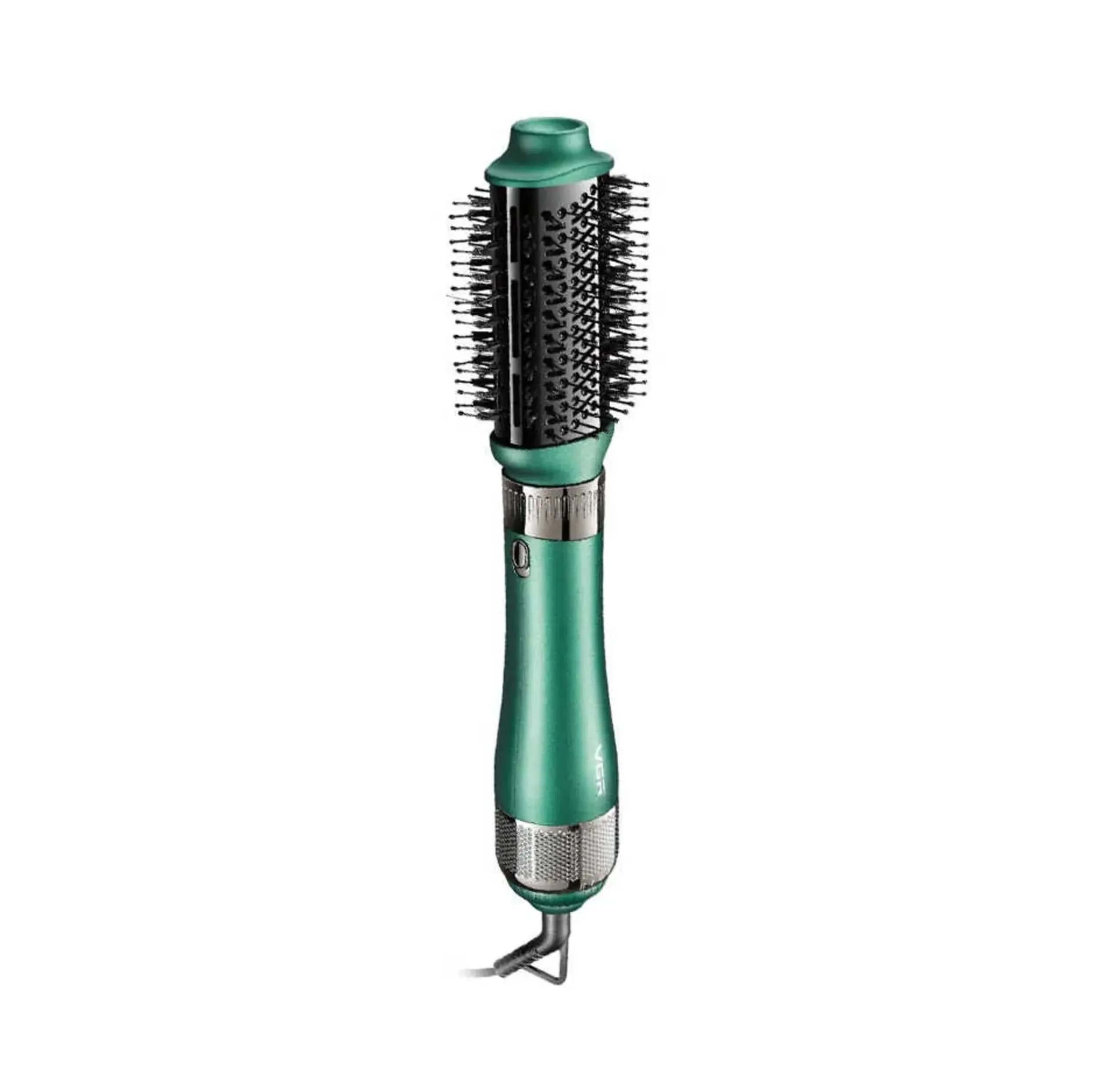 سشوار برس‌دار حالت‌دهنده 1000 وات وی جی ار مدل V-493، موتور DC، وزن 300 گرم، المنت سرامیک، دارای سری متمرکز‌کننده باریک، متمرکز‌کننده پهن، سری برس‌دار گرد پهن، سری برس‌دار تخت با ویژگی صاف‌کنندگی، حجم — تصویر ۹
