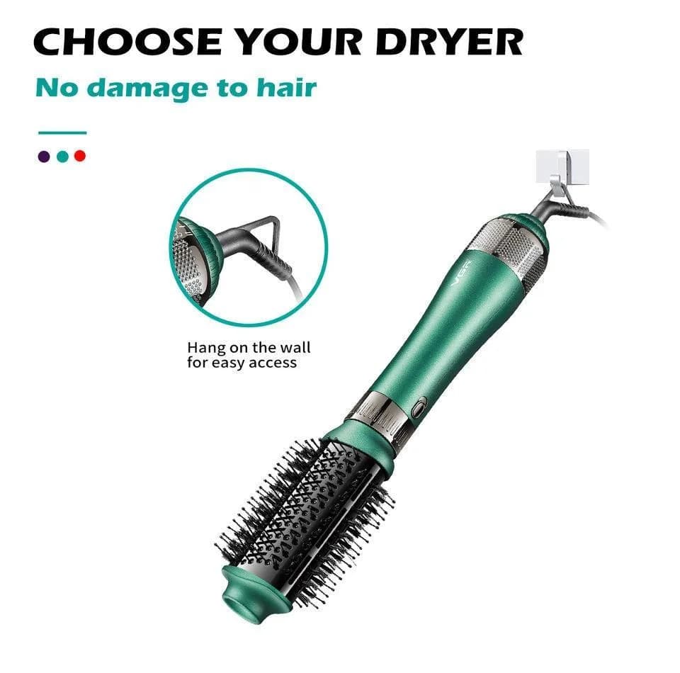 سشوار برس‌دار حالت‌دهنده 1000 وات وی جی ار مدل V-493، موتور DC، وزن 300 گرم، المنت سرامیک، دارای سری متمرکز‌کننده باریک، متمرکز‌کننده پهن، سری برس‌دار گرد پهن، سری برس‌دار تخت با ویژگی صاف‌کنندگی، حجم — تصویر ۵