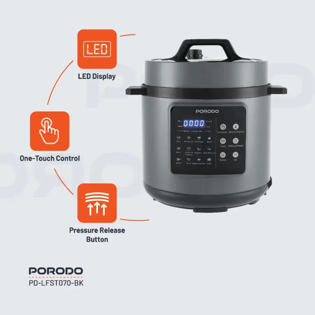 مولتی کوکر و غذاساز پرودو مدل Porodo Lifestyle 1300W Multi-Cuisine Pressure Cooker — تصویر ۸