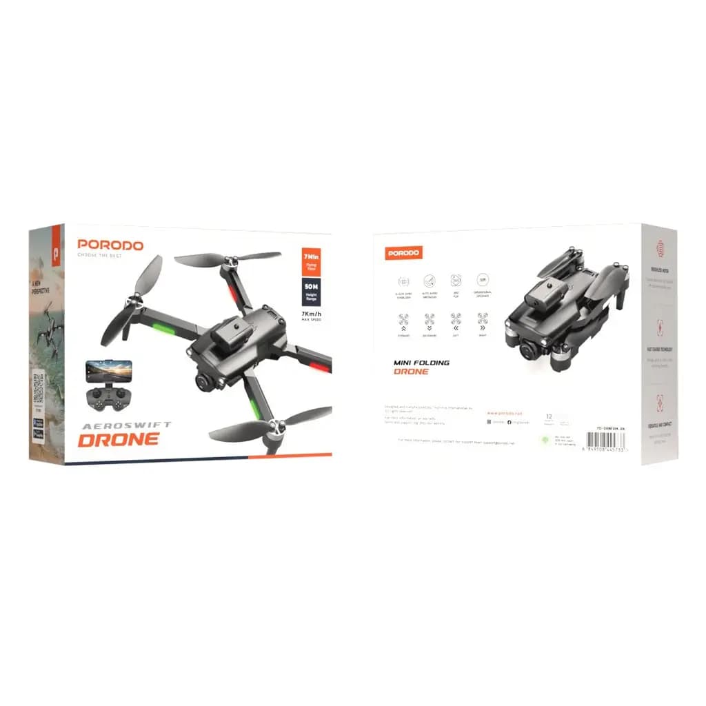 کوادکوپتر (هلی شات) دوربین دار پرودو Porodo Aeroswift Drone PD-DRNFBM-BK — تصویر ۳