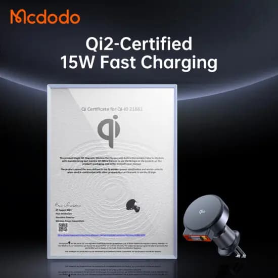هولدر و نگهدارنده وایرلس شارژر 15وات شارژر فندکی مک دودو مدل MCDODO CH-009 — تصویر ۲
