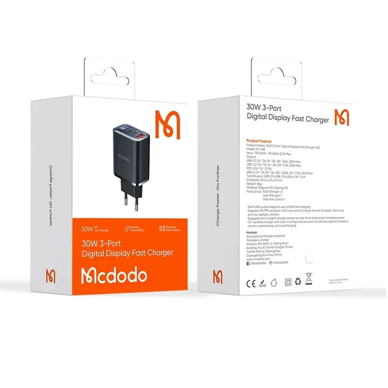شارژر دیواری 3 پورت 30 وات مک دودو مدل Mcdodo CH-218‏ — تصویر ۶