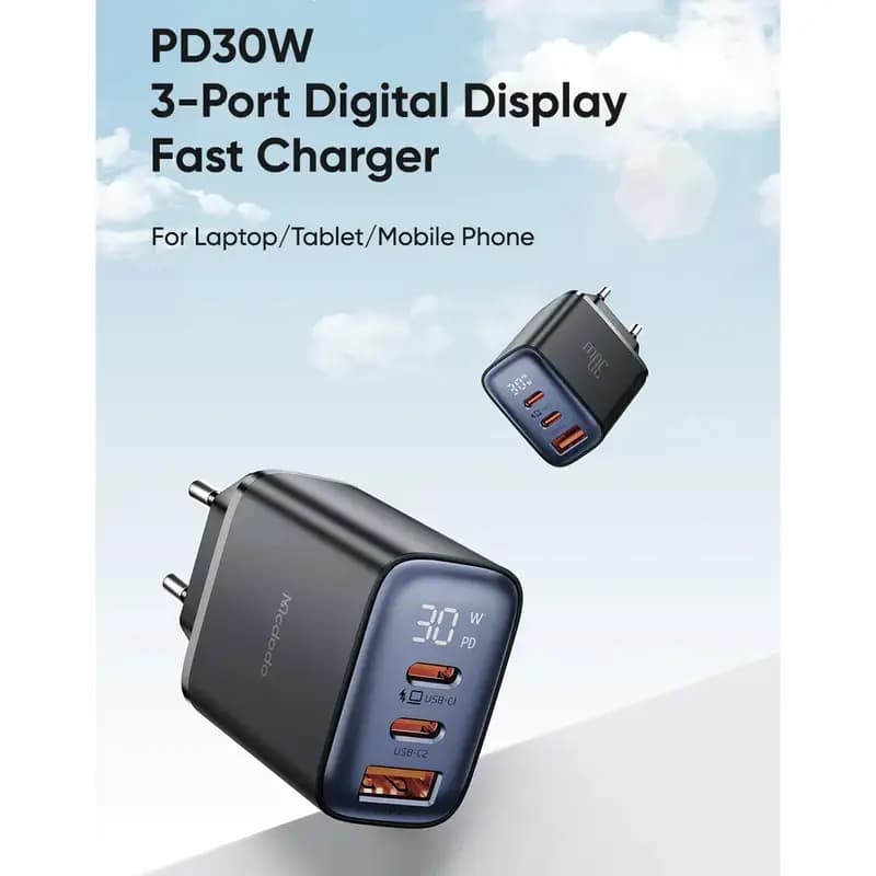 شارژر دیواری 3 پورت 30 وات مک دودو مدل Mcdodo CH-218‏ — تصویر ۲