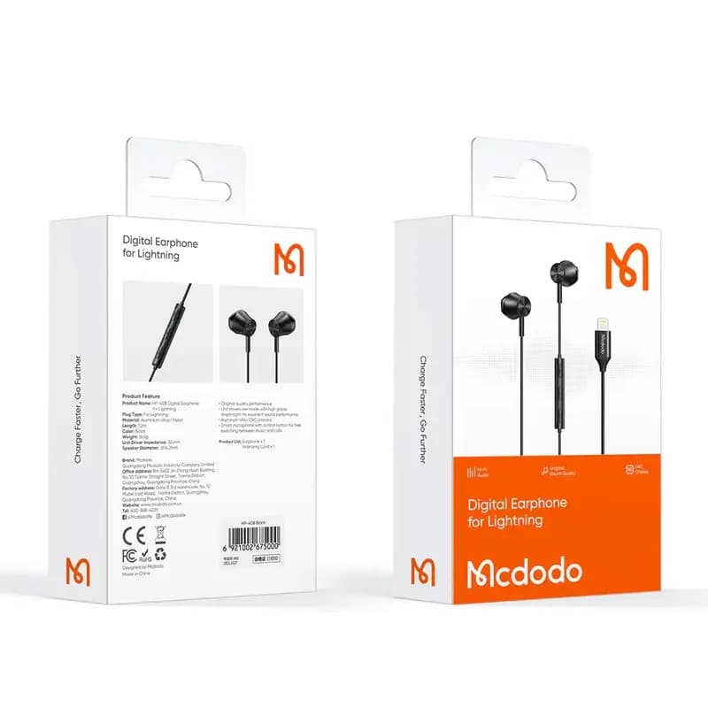 هندزفری سيم دار لایتنینگ مک دودو مدل Mcdodo HP-408 — تصویر ۲