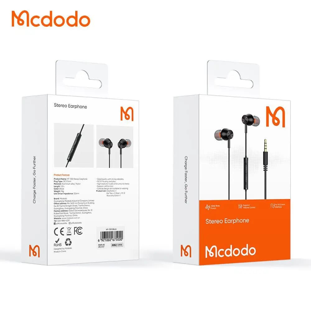 هندزفری سيم دار جک 3.5 میلیمتری مک دودو مدل Mcdodo HP-3500
