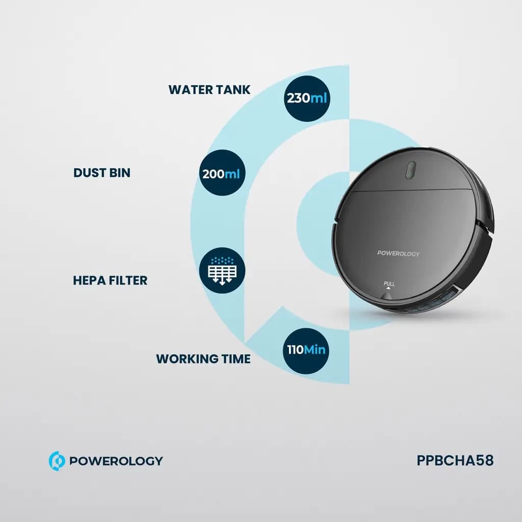 جارو روباتیک هوشمند پاورولوژی Powerology Smart Robotic Vacuum — تصویر ۸