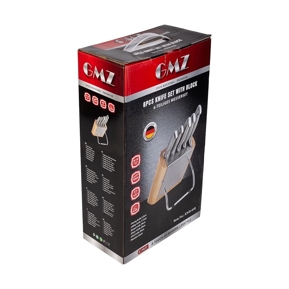 سرویس کارد 6 پارچه دسته استیل GMZ مدل – KWB 03 — تصویر ۲