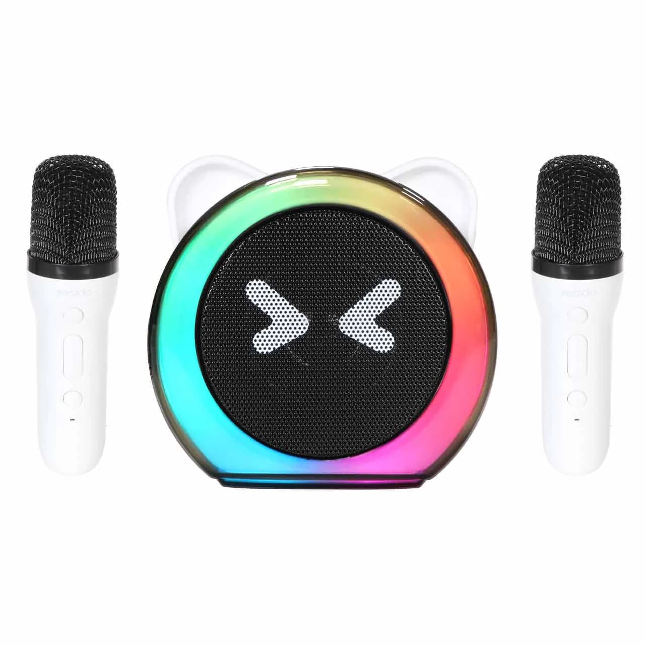 اسپیکر بلوتوثی شارژی همراه با دو میکروفون Yesido مدل YSW36 RGB Karaoke – مشکی (گارانتی 18 ماه تعویض نیکان همراه)