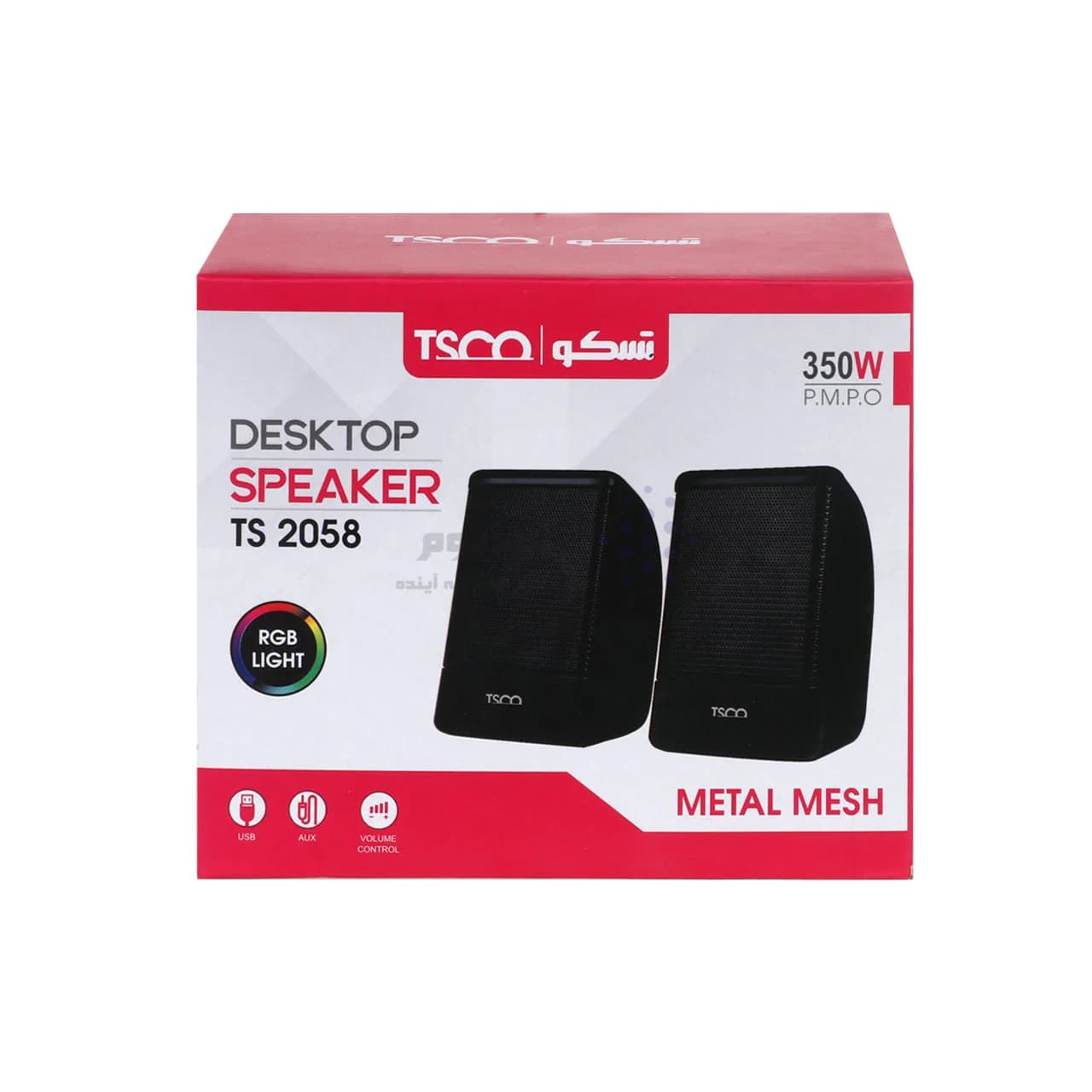 اسپیکر رومیزی (دسکتاپ) دو تکه TSCO مدل TS 2058 – مشکی RGB دار — تصویر ۵