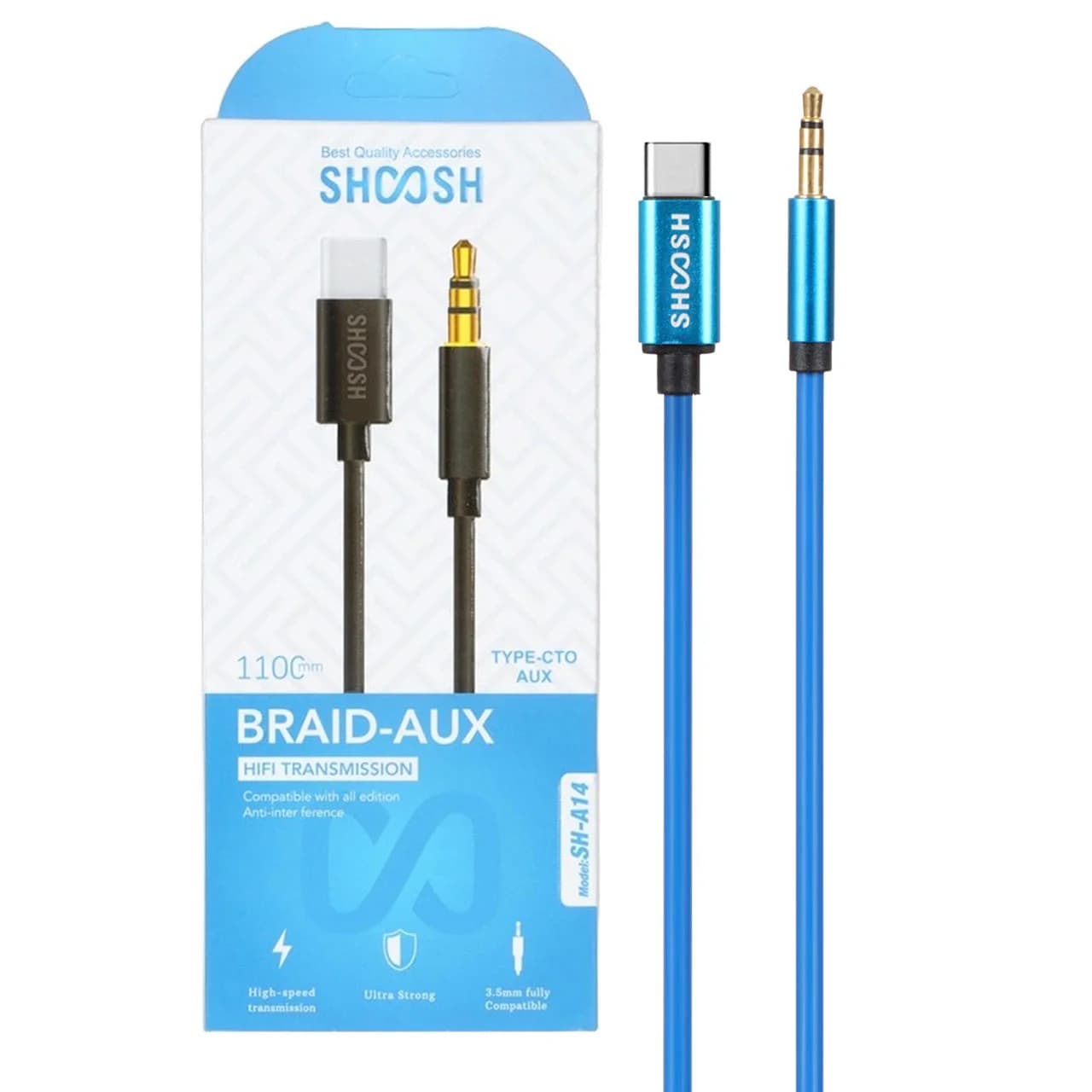 کابل تبدیل Shoosh AUX TO Type-C مدل SH-A14 – آبی – SMO